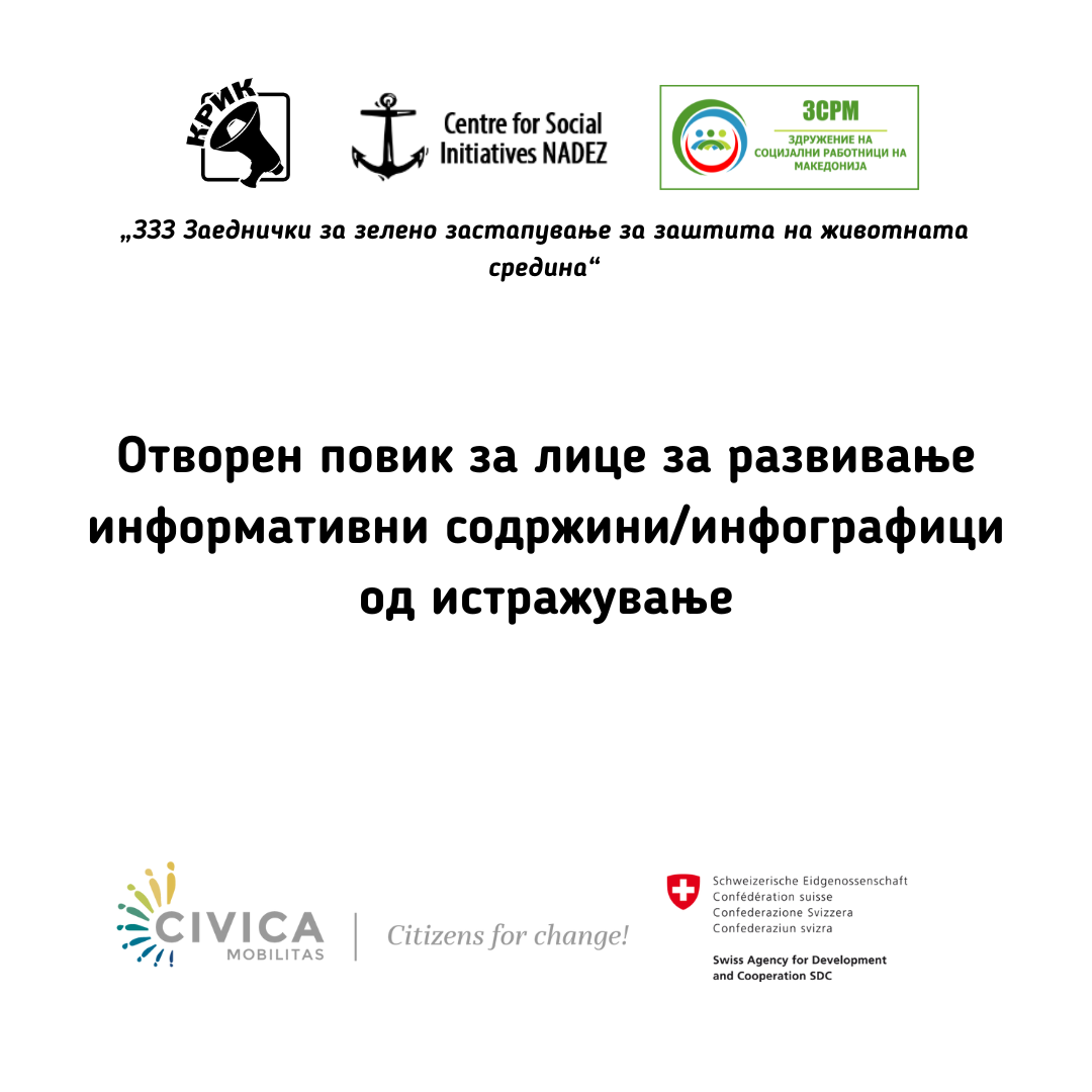 Отворен повик за лице за развивање информативна содржина/инфографици од истражување 